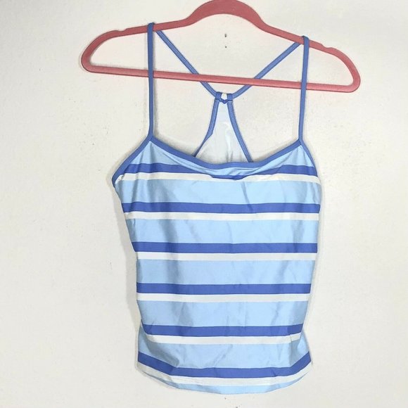 Jag Swim Top Tankini Blue White Stripes Size L - Picture 8 of 8